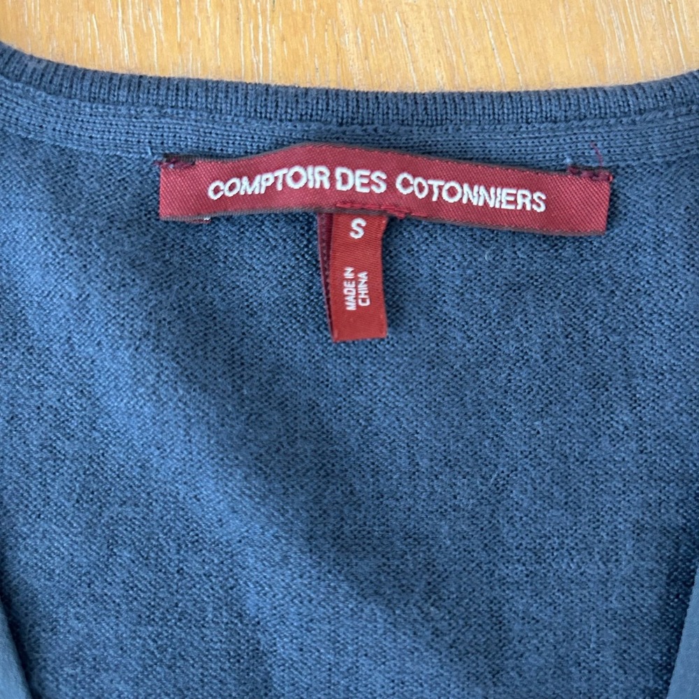 Comptoir‎ des Cotonniers Charcoal V Neck Sweater Dress Size S Wool Silk Designer - Picture 4 of 7